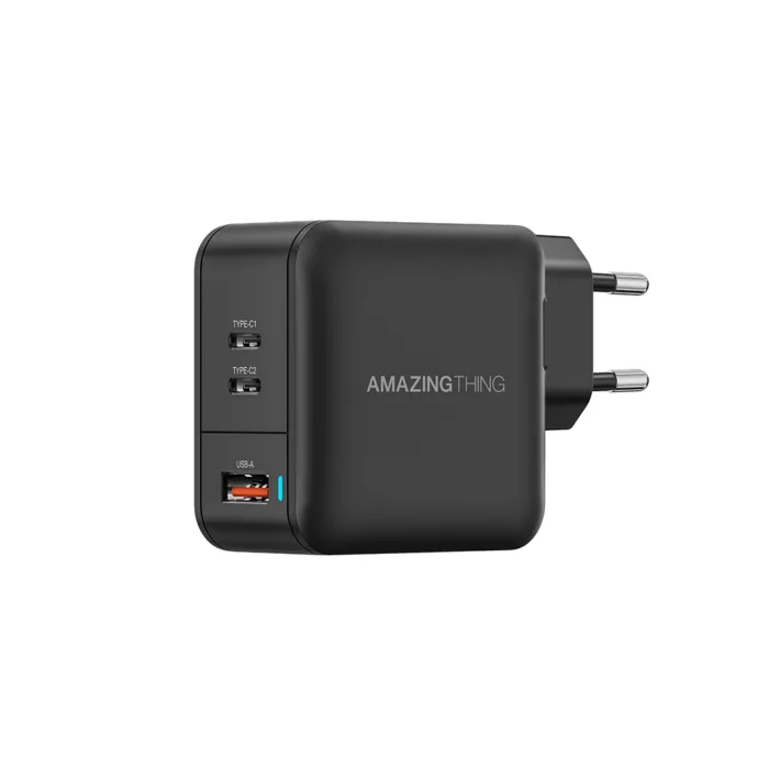 Amazing Thing Thunder Pro GaN hálózati töltő - USB + 2xUSB-C - PD 66W fekete