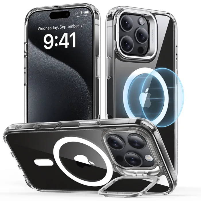 ESR Classic Hybrid HaloLock Kickstand telefontok - iPhone 16 Pro Max átlátszó
