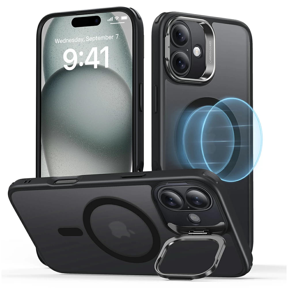 ESR Classic Hybrid HaloLock Kickstand telefontok - iPhone 16 matt fekete ESR Classic Hybrid HaloLock Kickstand telefontok - iPhone 16 matt fekete