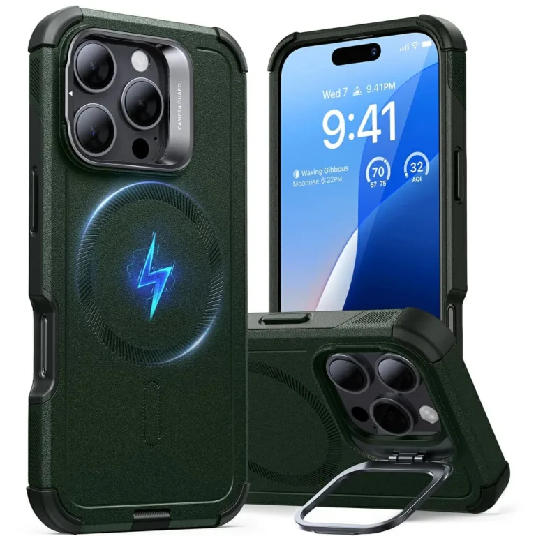 ESR Cyber Armor Kickstand telefontok - iPhone 16 Pro Max zöld