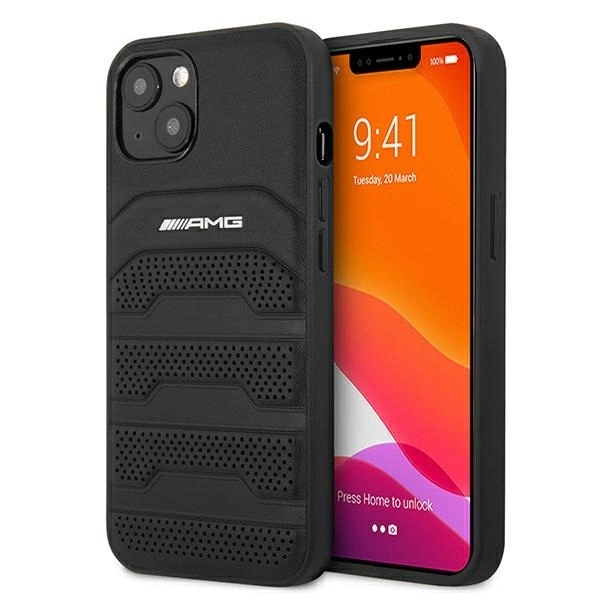 AMG Leather Debossed Lines telefontok - iPhone 13 mini - fekete