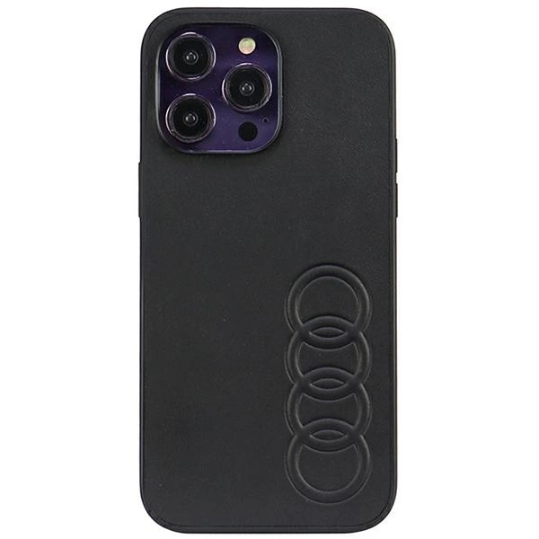 Audi Synthetic Leather telefontok - iPhone 14 Pro Max - fekete