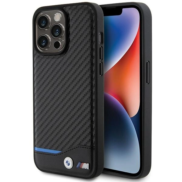 BMW Leather Carbon telefontok - iPhone 15 Pro Max - fekete