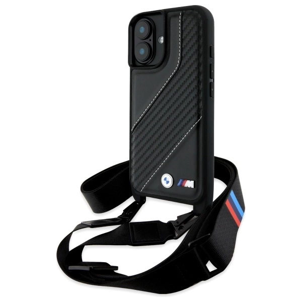 BMW M Edition Carbon Stripe & Strap telefontok - iPhone 16 - fekete