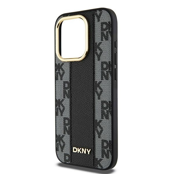 DKNY-Leather-Checkered-Mono-Pattern-MagSafe-telefontok-iPhone-15-Pro-Max-fekete-5
