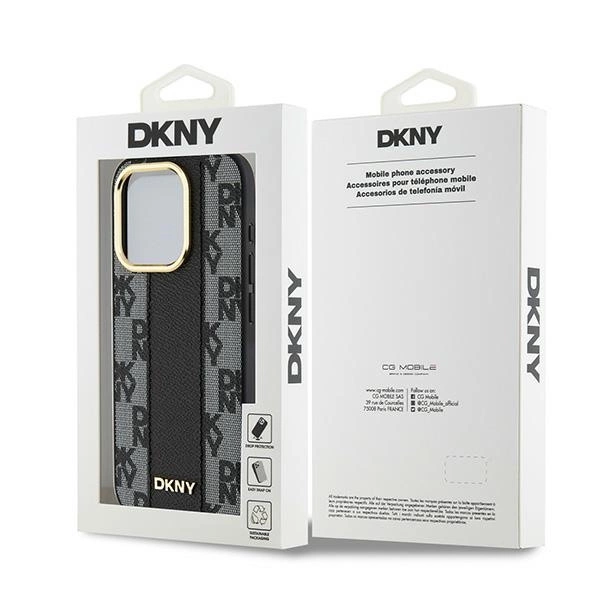 DKNY-Leather-Checkered-Mono-Pattern-MagSafe-telefontok-iPhone-15-Pro-Max-fekete-7