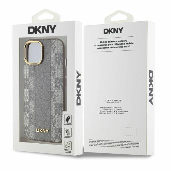 DKNY-Leather-Checkered-Mono-Pattern-MagSafe-telefontok-iPhone-15-bezs-4