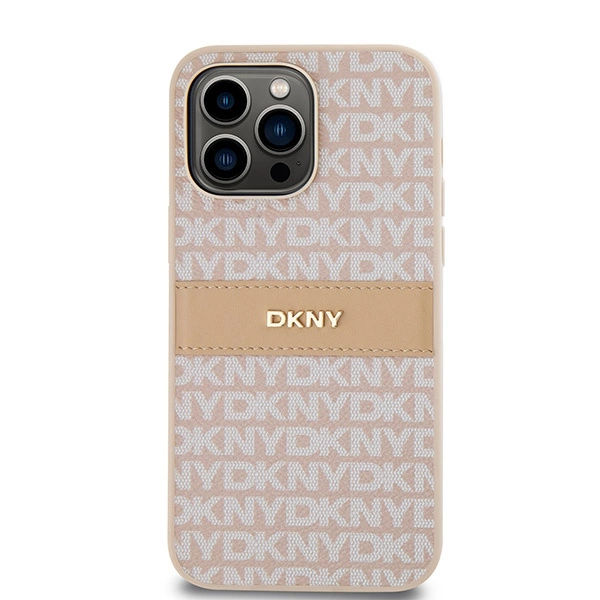DKNY-Leather-Mono-Stripe-Metal-Logo-telefontok-iPhone-14-Pro-rozsaszin-2