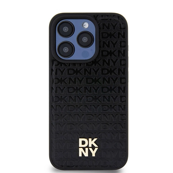 DKNY-Leather-Monogram-Pattern-Metal-Logo-MagSafe-telefontok-iPhone-15-Pro-fekete-2
