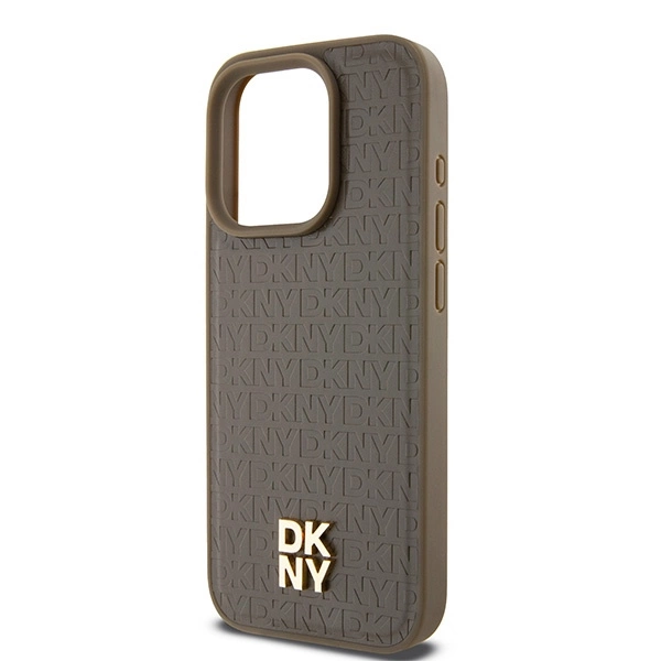 DKNY-Leather-Pattern-Metal-Logo-MagSafe-telefontok-iPhone-14-Pro-barna-5