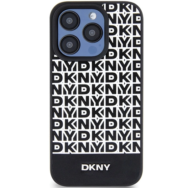 DKNY-Leather-Printed-Pattern-Metal-Logo-MagSafe-telefontok-iPhone-15-Pro-fekete-2