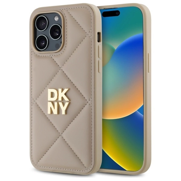 DKNY Quilted Stack Logo telefontok - iPhone 14 Pro Max - bézs