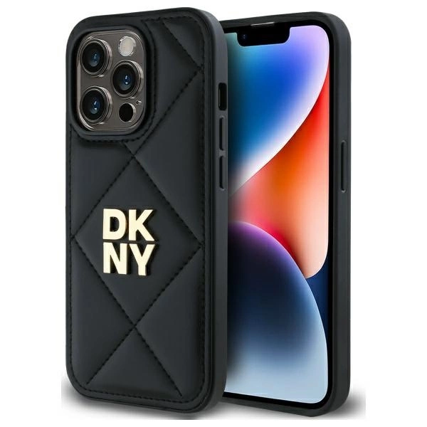 DKNY Quilted Stack Logo telefontok - iPhone 14 Pro - fekete