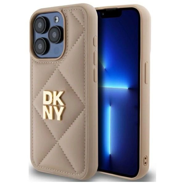 DKNY Quilted Stack Logo telefontok - iPhone 15 Pro - bézs