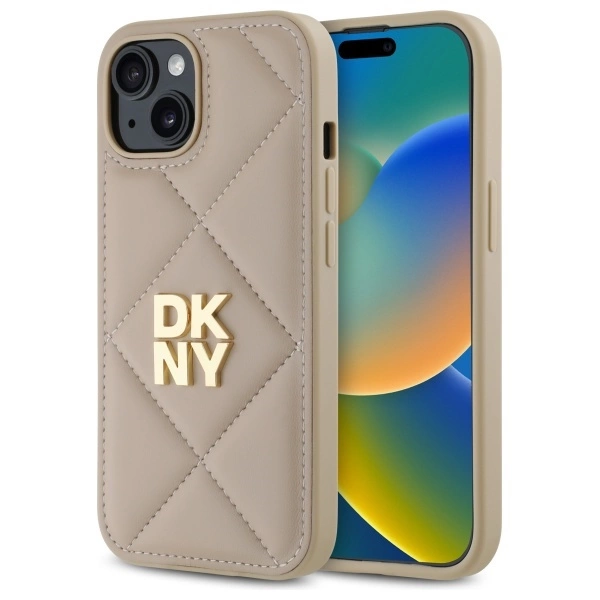 DKNY Quilted Stack Logo telefontok - iPhone 15 - bézs