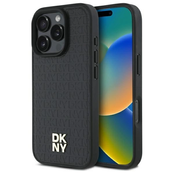 DKNY Repeat Pattern Stack Logo telefontok - iPhone 16 Pro - fekete