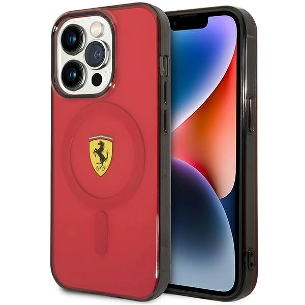 Ferrari Translucent MagSafe telefontok - iPhone 14 Pro Max - piros