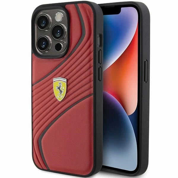 Ferrari Twist Metal Logo telefontok - iPhone 15 Pro - piros