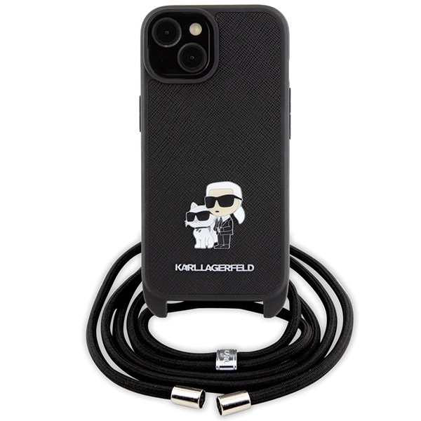 Karl-Lagerfeld-Crossbody-Saffiano-Metal-Pin-Karl-Choupette-telefontok-iPhone-15-Plus-fekete-1