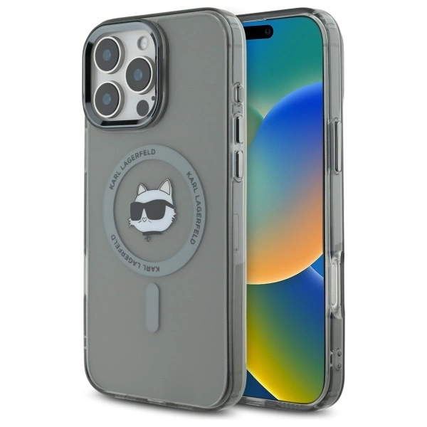 Karl Lagerfeld IML Metal Choupette Head MagSafe telefontok - iPhone 16 Pro - fekete