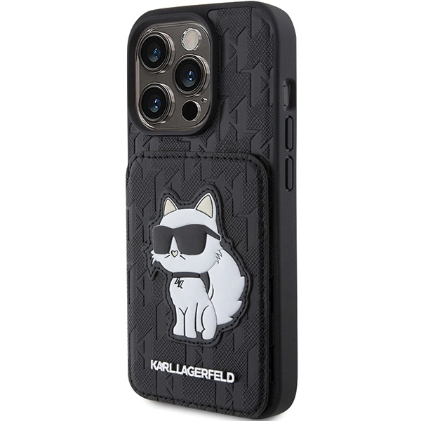 Karl-Lagerfeld-Saffiano-Cardslots-and-Stand-Monogram-Choupette-telefontok-iPhone-15-Pro-fekete-1