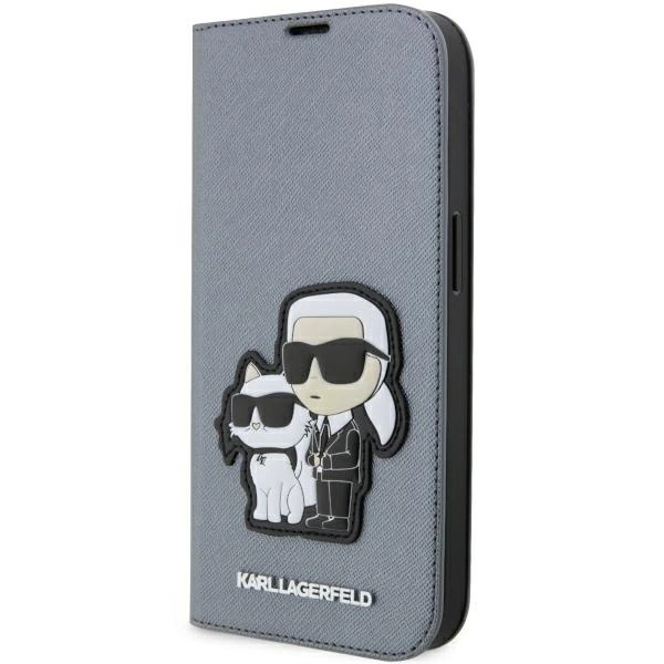 Karl Lagerfeld Saffiano Karl&Choupette telefontok - iPhone 14 Pro Max - ezüst