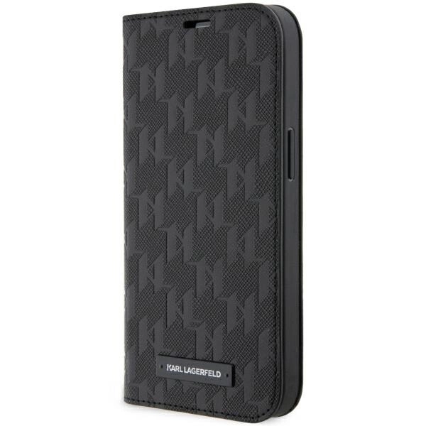 Karl Lagerfeld Saffiano Monogram telefontok - iPhone 14 Pro - fekete
