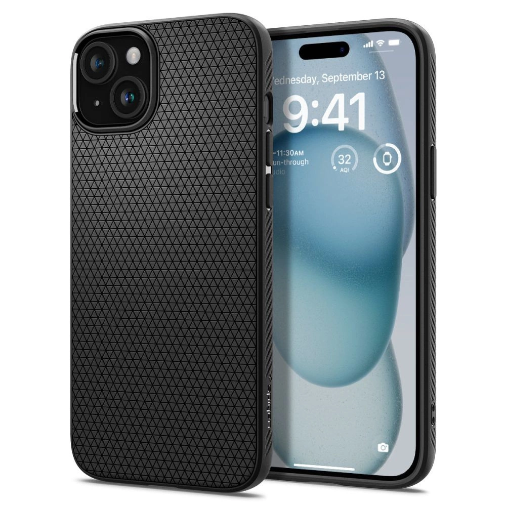 Spigen Liquid Air telefontok - iPhone 15 - fekete Spigen Liquid Air telefontok - iPhone 15 - fekete