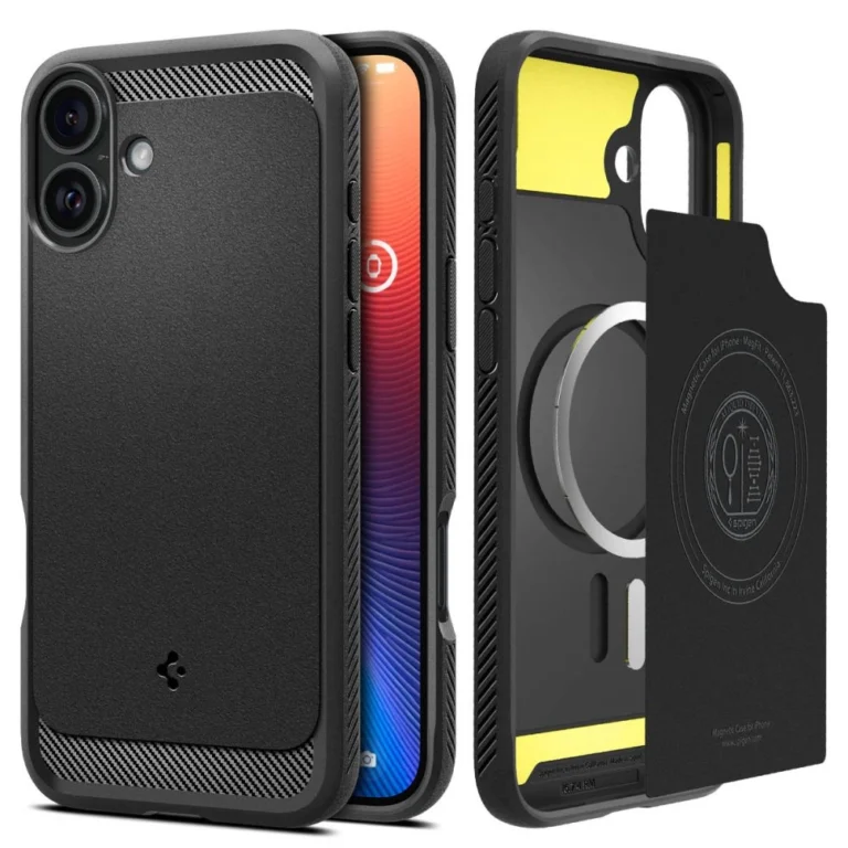 Spigen Rugged Armor MagSafe telefontok - iPhone 16 - fekete