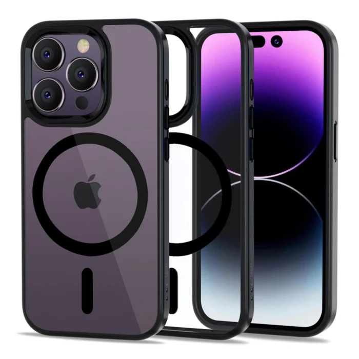 Tech-Protect MagMat MagSafe telefontok - iPhone 14 Pro Max - átlátszó|fekete