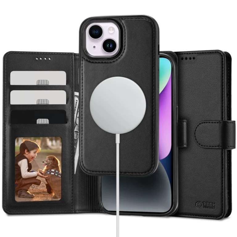 Tech-Protect Wallet MagSafe telefontok - iPhone 15 - fekete