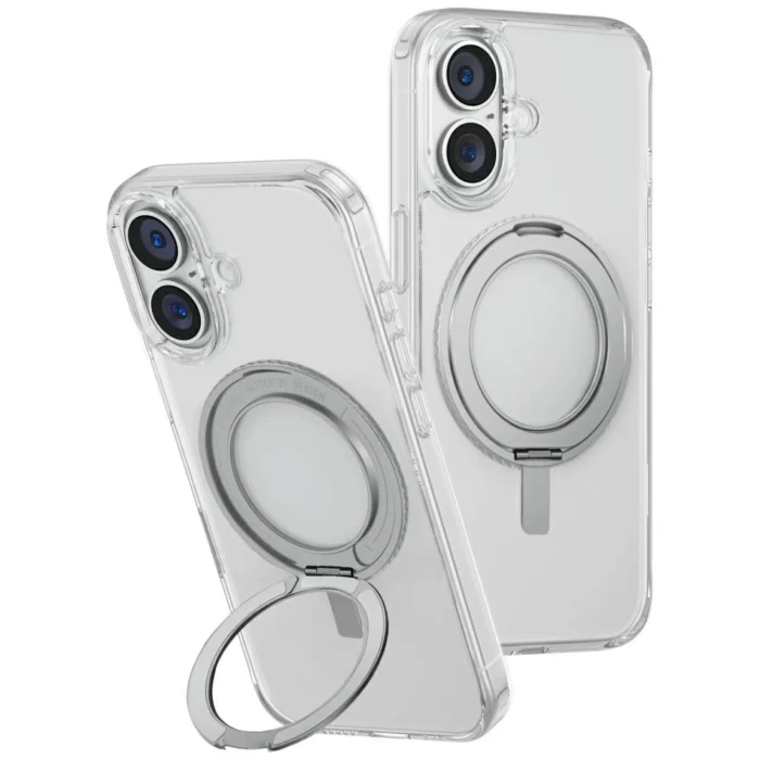 UNIQ Swivix 360 Rotating Kickstand telefontok - iPhone 16 - átlátszó