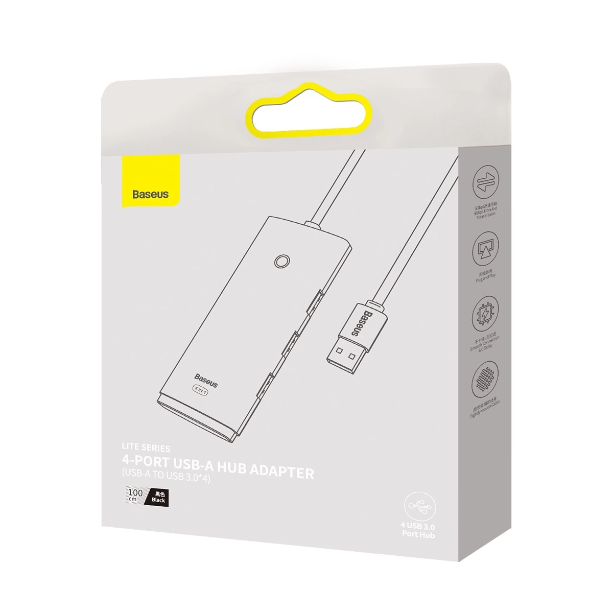 Baseus-Lite-Series-WKQX030101-–-USB-A-4in1-HUB-4x-USB-A-3.0-–-fekete-4