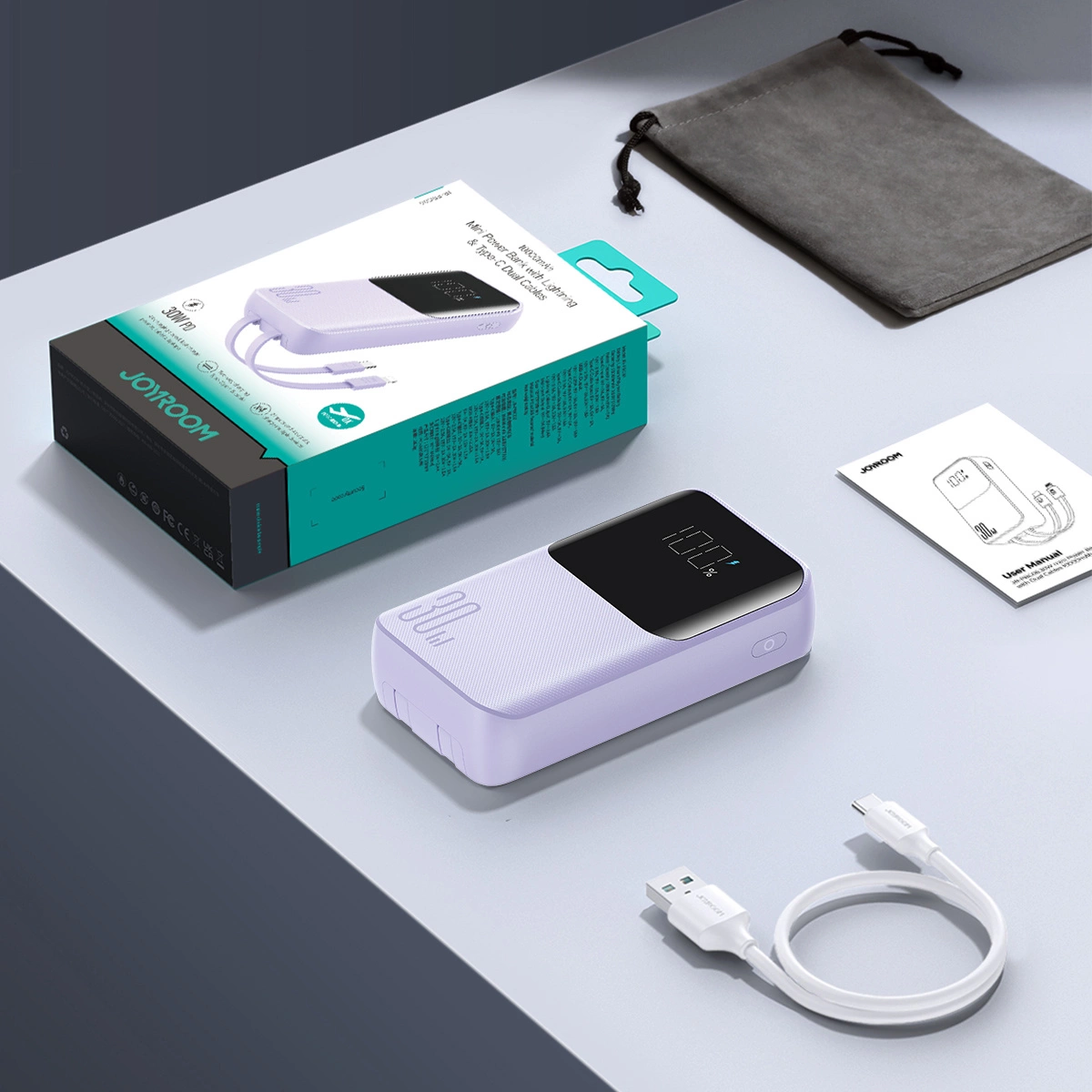 Joyroom-JR-PBC07-–-powerbank-20000-mAh-30W-beepitett-kabelek-–-lila-11