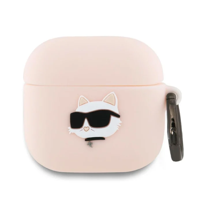 Karl Lagerfeld Silicone Choupette Head 3D - AirPods 4 tok - rózsaszín