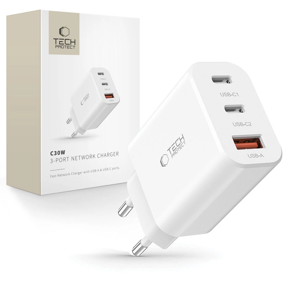Tech-Protect NC30W - hálózati töltő Tech-Protect NC30W - hálózati töltő
