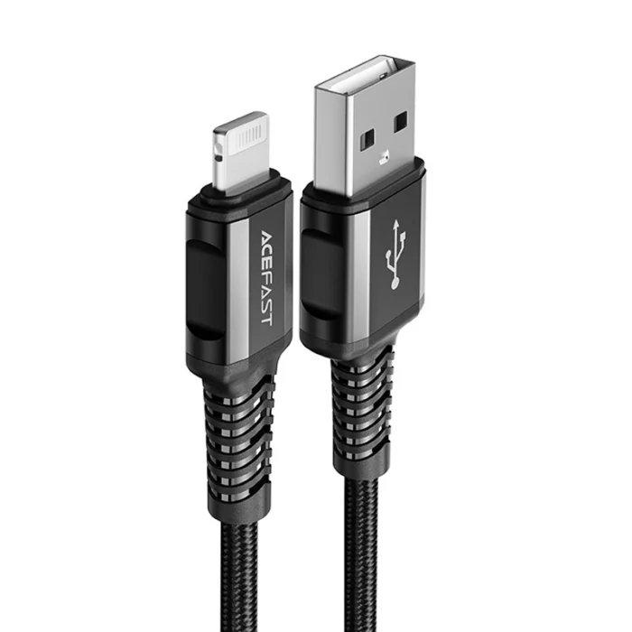 Acefast C1-02 – USB – Lightning kábel – MFi – 2.4A – 1.2m – fekete