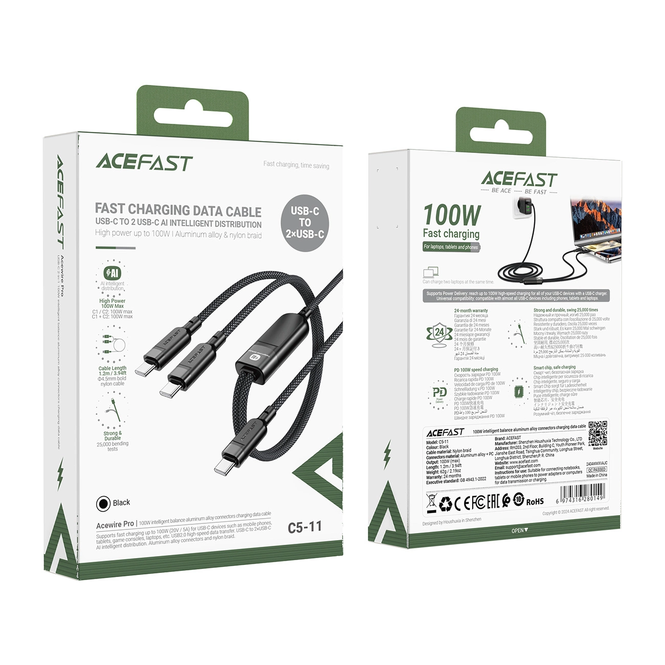 Acefast-C5-–-USB-C-–-USB-C-USB-C-2in1-kabel-–-100W-–-480Mbs-–-fekete-4