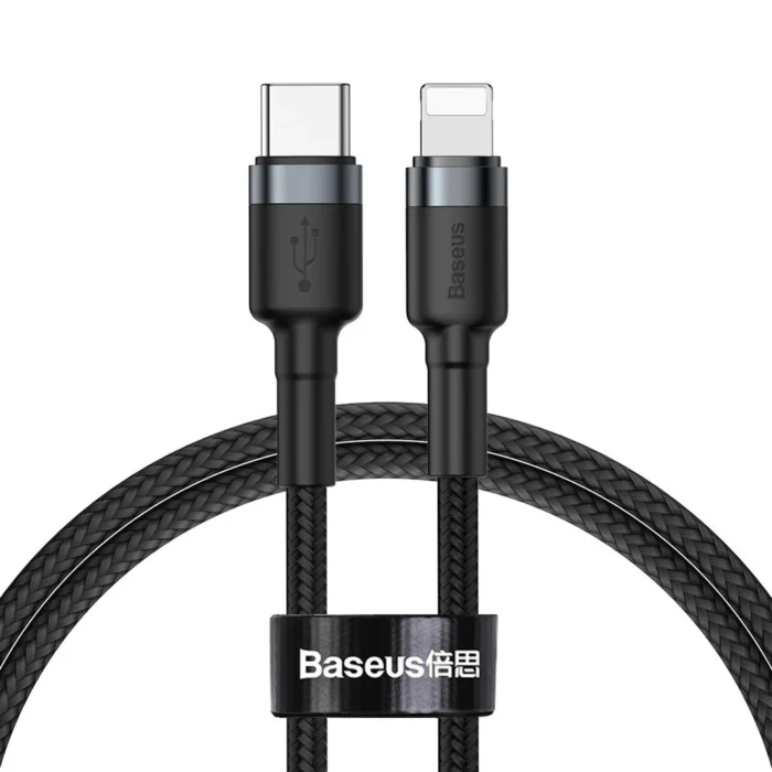 Baseus CATLKLF-G1 – Lightning – USB-C – PD – QC – 18W – 1m kábel – fekete-szürke