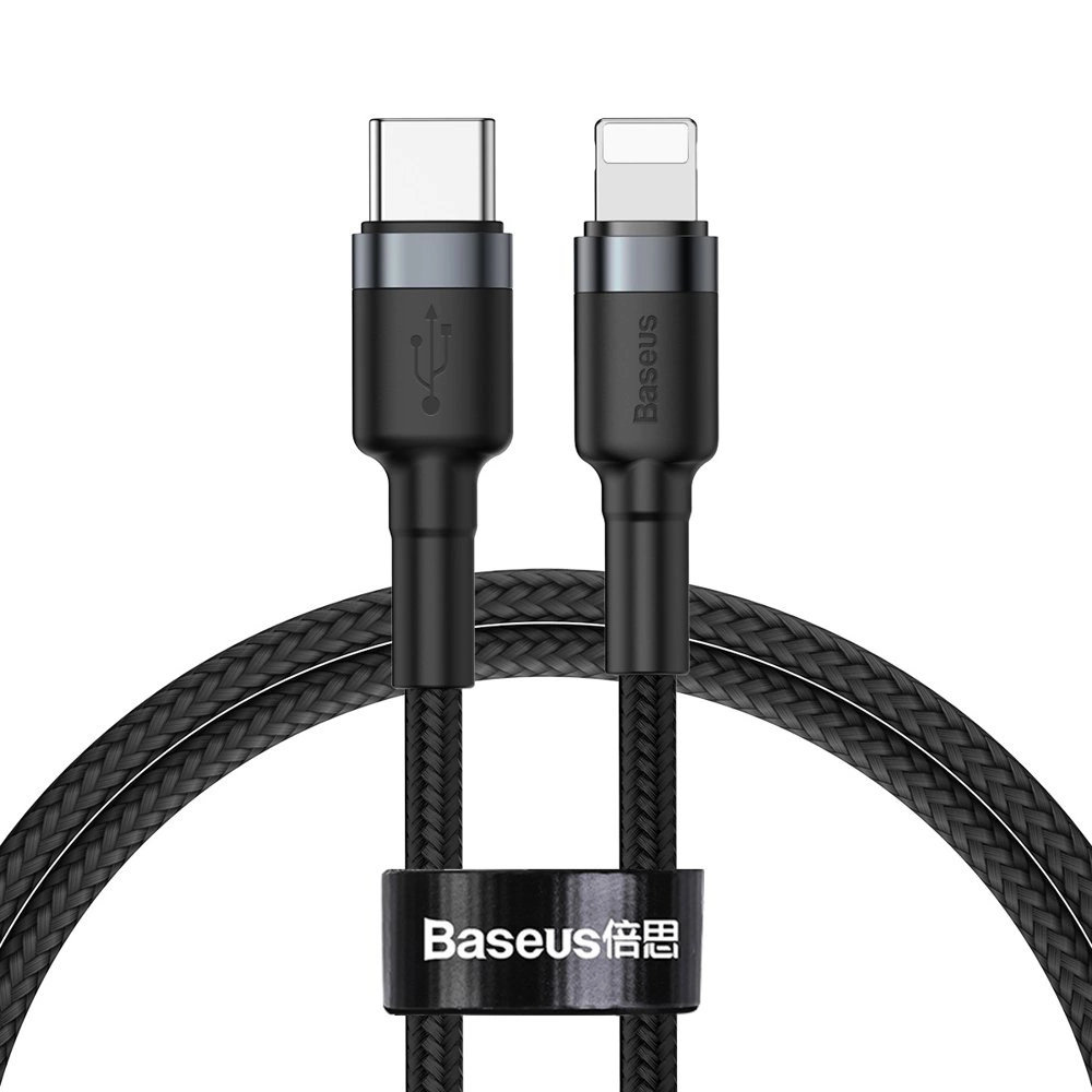 Baseus CATLKLF-G1 – Lightning – USB-C – PD – QC – 18W – 1m kábel – fekete-szürke Baseus CATLKLF-G1 – Lightning – USB-C – PD – QC – 18W – 1m kábel – fekete-szürke