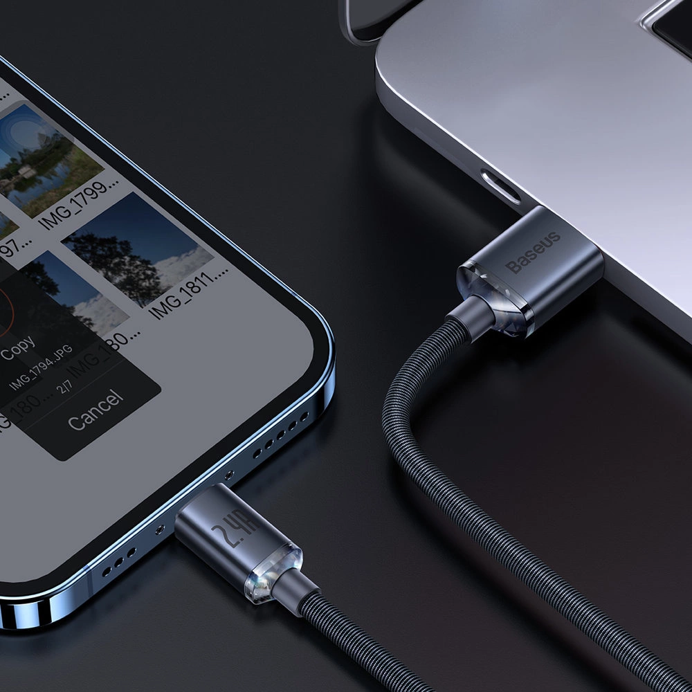 Baseus-Crystal-Shine-CAJY000001-–-USB-A-–-Lightning-kabel-–-2.4A-–-1.2m-–-fekete-7