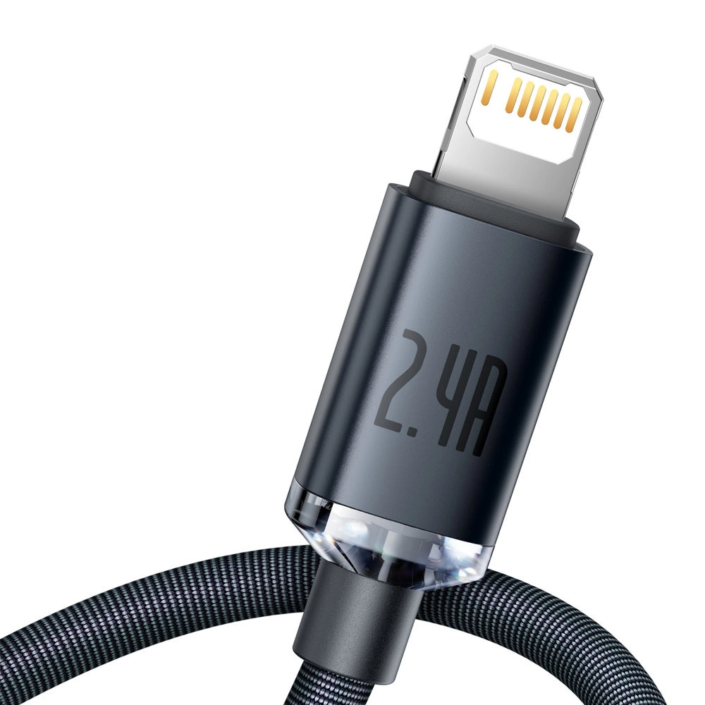 Baseus-Crystal-Shine-CAJY000101-–-USB-A-–-Lightning-kabel-–-2.4A-–-2m-–-fekete-1