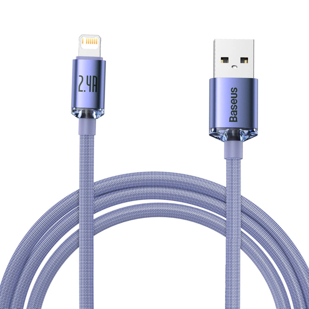 Baseus Crystal Shine CAJY000105 – USB-A – Lightning kábel – 2.4A – 2m – lila Baseus Crystal Shine CAJY000105 – USB-A – Lightning kábel – 2.4A – 2m – lila