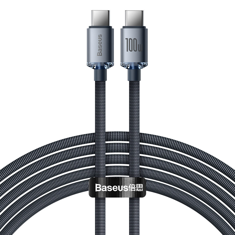 Baseus Crystal Shine CAJY000701 – USB-C – USB-C kábel – PD 100W – 5A – 480Mb/s – 2m – fekete Baseus Crystal Shine CAJY000701 – USB-C – USB-C kábel – PD 100W – 5A – 480Mb/s – 2m – fekete