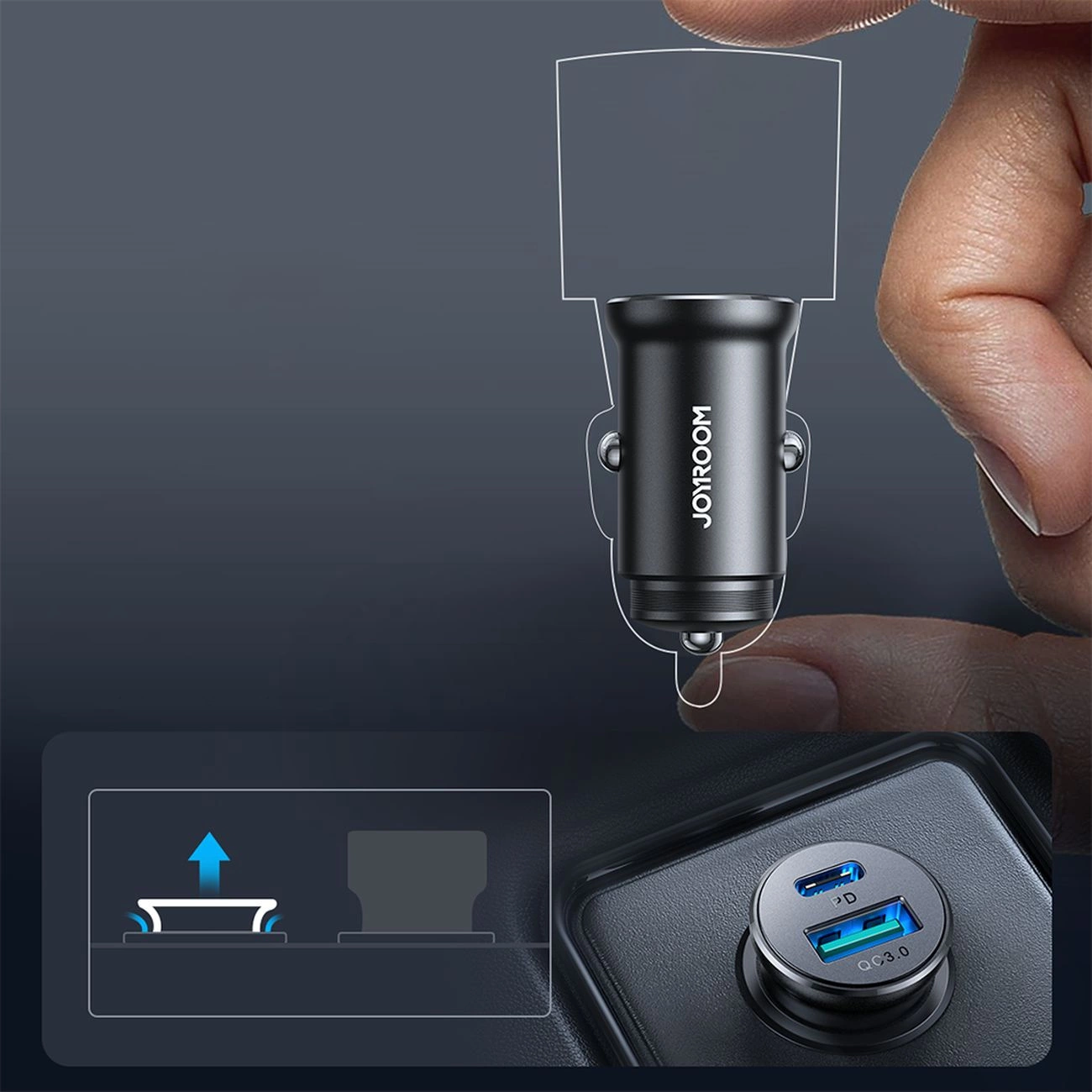Joyroom-JR-CCN05-–-autos-tolto-1x-USB-A-1x-USB-C-30W-–-fekete-5