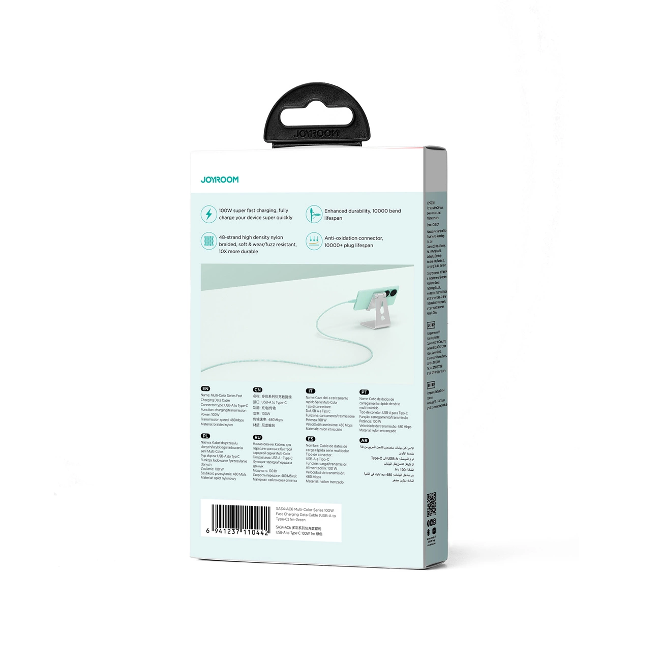 Joyroom-Multi-Color-Series-S-A34-–-USB-A-–-USB-C-kabel-–-100W-–-1m-–-zold-2