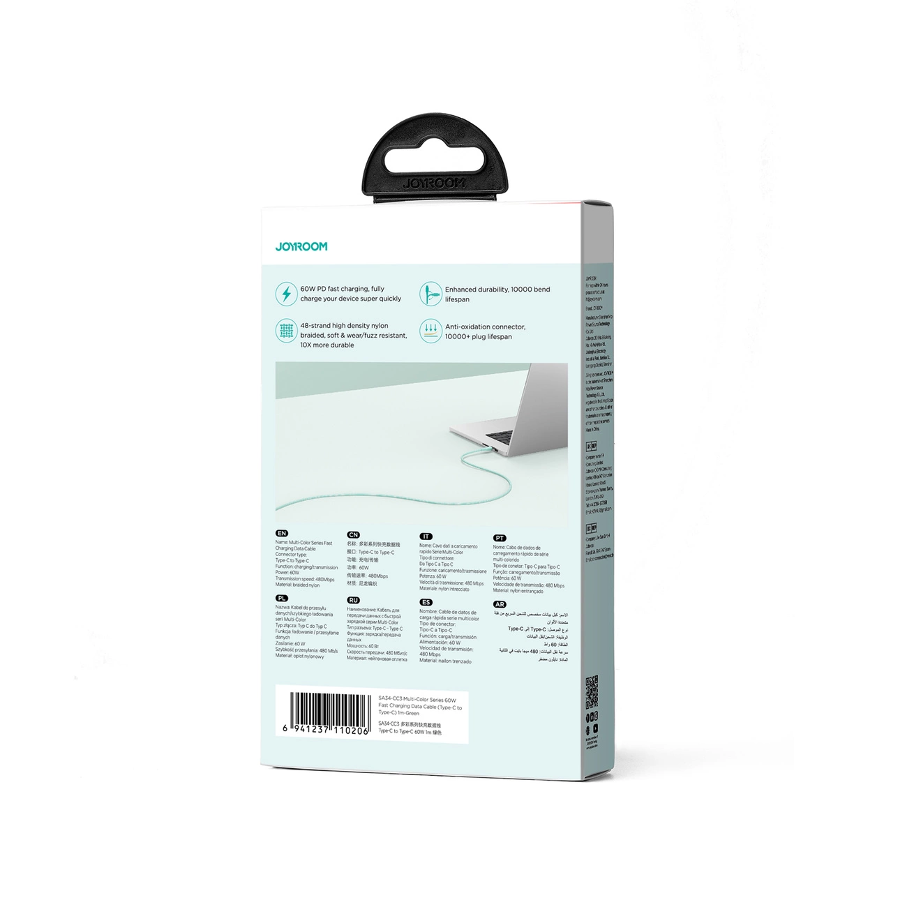Joyroom-Multi-Color-Series-S-A34-–-USB-C-–-USB-C-PD-kabel-–-60W-–-1m-–-zold-3