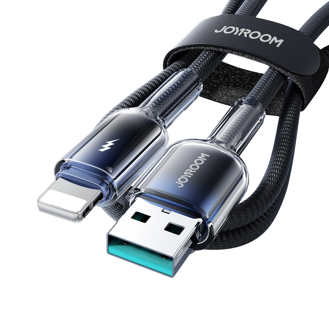Joyroom-S-A42-Crystal-Clear-Series-–-USB-A-–-Lightning-kabel-–-3A-–-1.2m-–-fekete-4