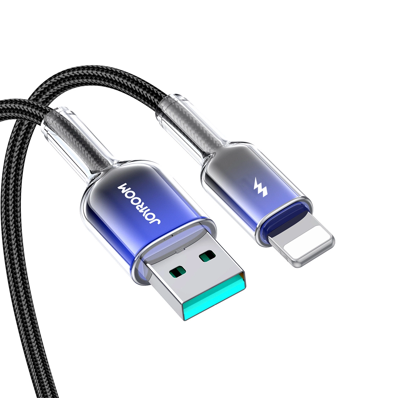 Joyroom-S-A42-Crystal-Clear-Series-–-USB-A-–-Lightning-kabel-–-3A-–-1.2m-–-fekete-6