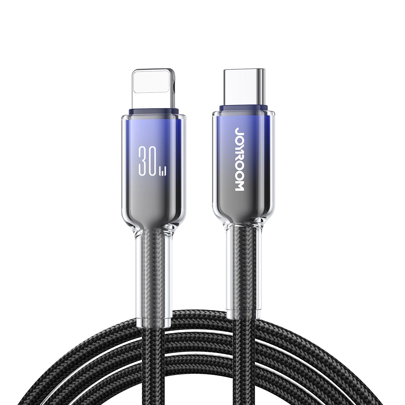 Joyroom S-A42 Crystal-Clear Series – USB-C – Lightning kábel – 30W – 1.2m – fekete Joyroom S-A42 Crystal-Clear Series – USB-C – Lightning kábel – 30W – 1.2m – fekete